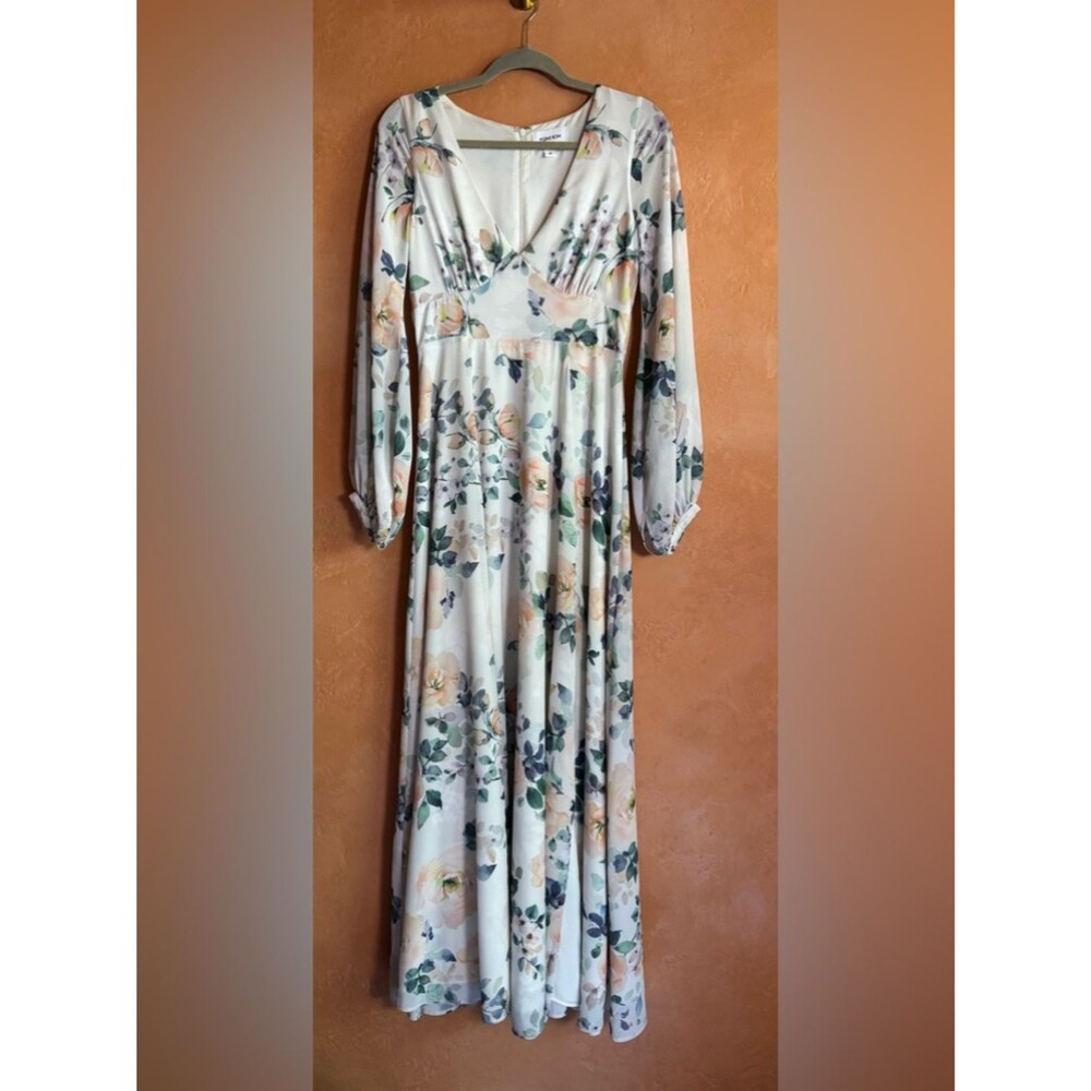 Yumi Kim Floral Dress Long Sleeve V Neck Romantic Spring Dress Size 4